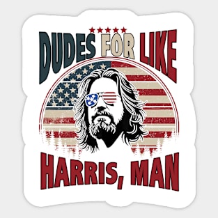 Dudes For Like Harris, Man White Dude For Kamala Harris 2024 Sticker